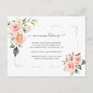 Blush Cream Blume Hochzeitsunterkünfte Begleitkarte