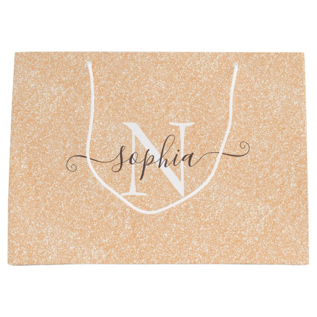 Blush Cream Pink-Glitzer individuell angepasst Große Geschenktüte (Vorderseite)
