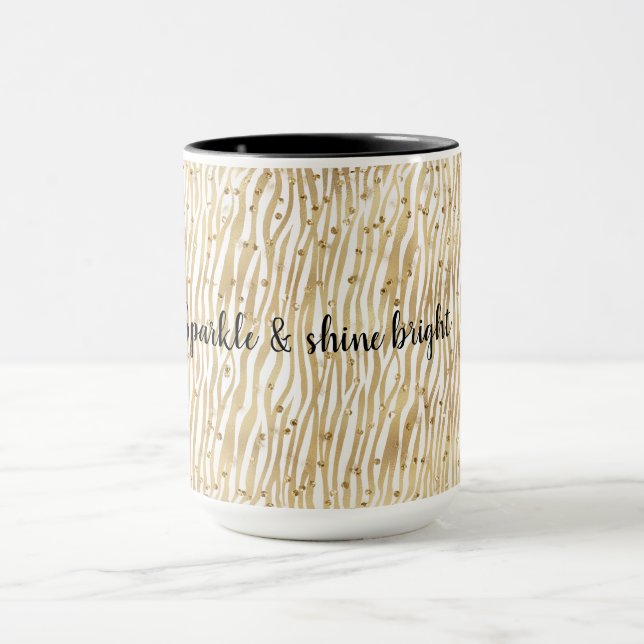 Blush Cream Zebra Glam Gold Confetti Sparkone Tasse (Zentrum)