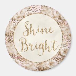 Blush Creme Tropical Floral Gold Glitzer Shine Magnet