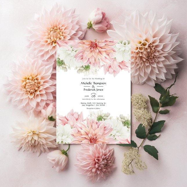 Blush Dahlias Floral Wedding Einladung (Von Creator hochgeladen)