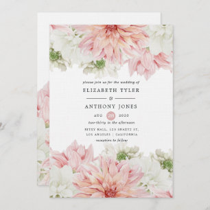 Blush Dahlias Floral Wedding Einladung