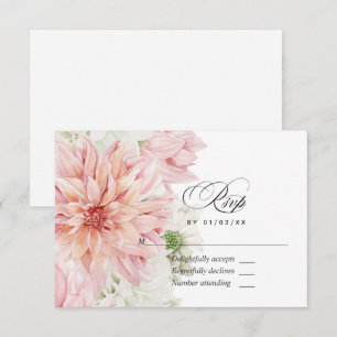 Blush Dahlias Floral Wedding RSVP Card