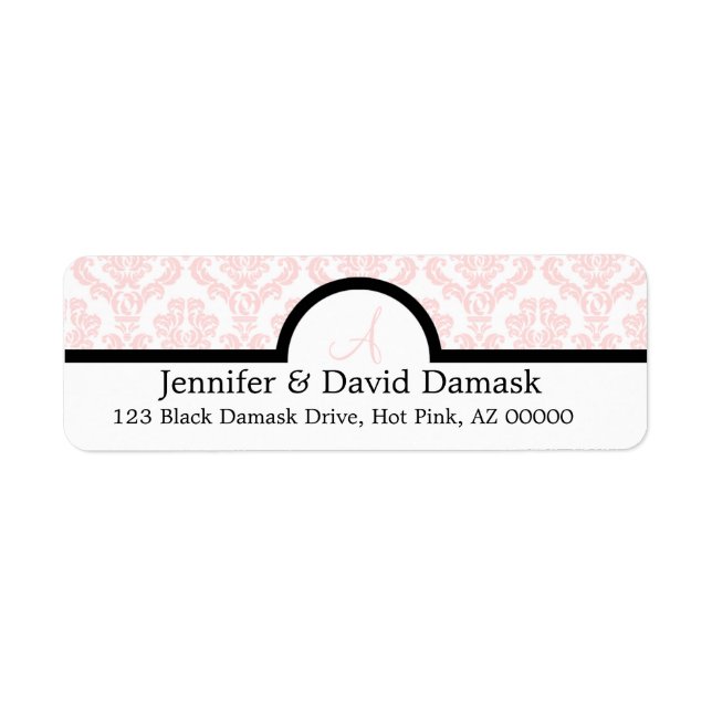 Blush Damask Monogram Weditation Labels (Vorne)