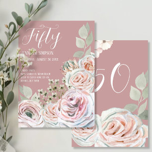 Blush Delicate Aquarellfarben Blume palepink Gebur Einladung