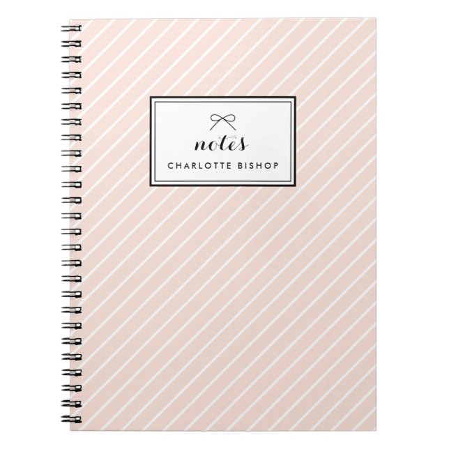 Blush Diagonal Streifen Muster Personalisiert Notizblock (Vorderseite)