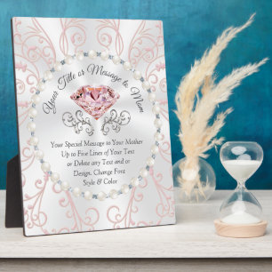 Blush Diamond und Pearls Personalisierter Mutterta Fotoplatte