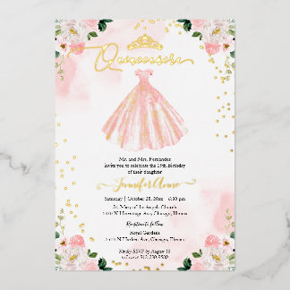 Blush Dress Quinceanera Folieneinladung