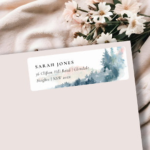 BLUSH DUSKY BLUE BERGE PINE ADDRESS ETIKETT