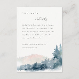 BLUSH DUSKY BLUE BERGE PINE WEDDING DETAILS BEGLEITKARTE