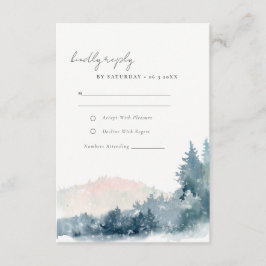 BLUSH DUSKY BLUE BERGE PINE WEDING RSVP BEGLEITKARTE