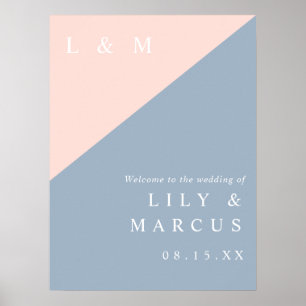 Blush Dusty Blue Elegantes Hochzeits-Willkommenssc Poster