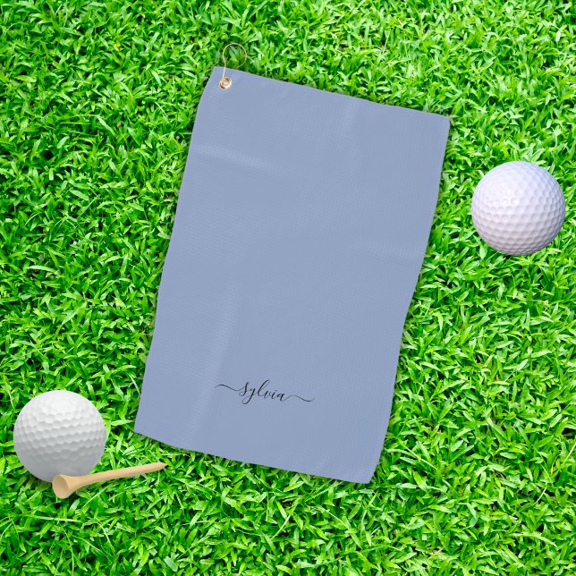 Blush Dusty Blue Modern Girly Monogram Name Golfhandtuch (Blush Dusty Blue Modern Girly Monogram Name Golf Towel)