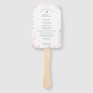 Blush Dusty Blue Watercolor Floral Wedding Program Fächer