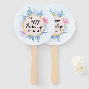  Blush Dusty Blue Watercolor Geburtstagsparty Fächer