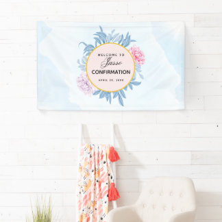 Blush Dusty Blue Watercolor Sukkulente Bestätigung Banner