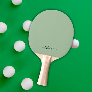 Blush Dusty Green Modern Girly Monogram Name Tischtennis Schläger