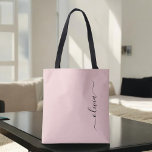 Blush Dusty Pink Girly Script Monogram Modern<br><div class="desc">Blush Dusty Pink Elegant Fügen Sie Ihren eigenen Namen Monogram Book Bag. Diese Büchertasche kann auf Ihren Vor- und Vornamen angepasst werden und als Geschenk für Weihnachten,  Geburtstag,  Brautparty oder Hochzeit.</div>