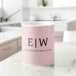 Blush Dusty Pink Girly Script Monogram Name Modern Kaffeetasse