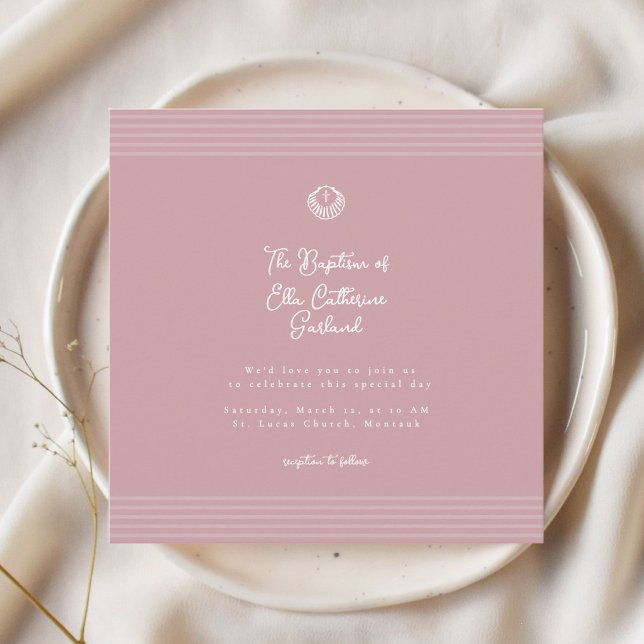 Blush dusty pink modern baptism Invitation Einladung (Von Creator hochgeladen)