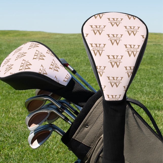 Blush Dusty Pink Modern Girl Monogram Name Golf Headcover (Blush Dusty Pink Modern Girly Monogram Name Golf Head Cover)