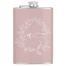 Blush Dusty Pink Modern Script Girl Monogram Name