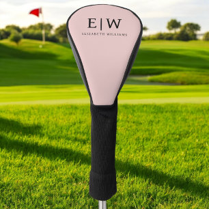 Blush Dusty Pink Modern Script Girl Monogram Name Golf Headcover