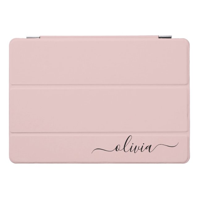 Blush Dusty Pink Modern Script Girl Monogram Name iPad Pro Cover (Horizontal)