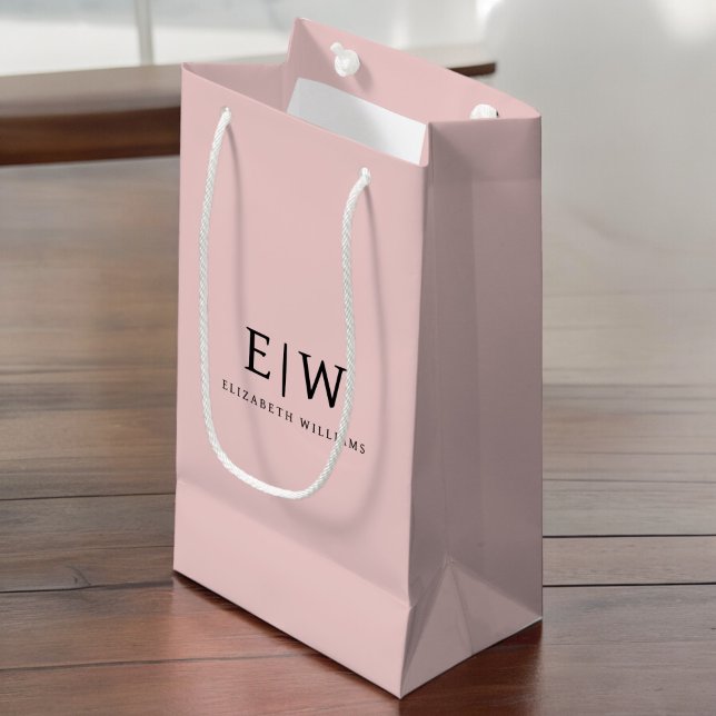 Blush Dusty Pink Modern Script Girl Monogram Name Kleine Geschenktüte (Von Creator hochgeladen)