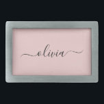 Blush Dusty Pink Modern Script Girl Monogram Name Rechteckige Gürtelschnalle<br><div class="desc">Blush Dusty Pink einfache Skript Monogram Name Gelt Schnalle. Das macht den perfekten Abschluss,  süß 16 16.,  18.,  21.,  30.,  40.,  50.,  60.,  70.,  80.,  90.,  100. Geburtstag,  Hochzeit,  Brautparty,  Jubiläum,  Babydusche oder Junggeselinnen-Abschied Geschenk für jemanden,  der Luxus und Chic Stil Lieben glänze.</div>