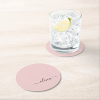 Blush Dusty Pink Modern Script Girl Monogram Name