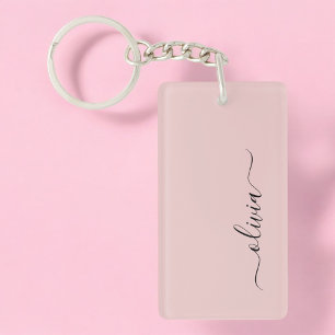 Blush Dusty Pink Modern Script Girl Monogram Name Schlüsselanhänger
