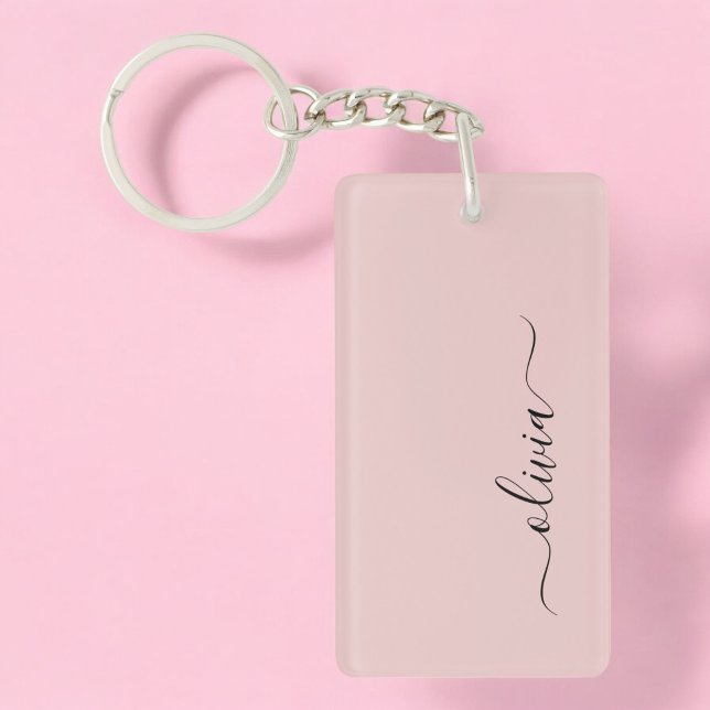 Blush Dusty Pink Modern Script Girl Monogram Name Schlüsselanhänger (Von Creator hochgeladen)