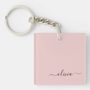 Blush Dusty Pink Modern Script Girl Monogram Name Schlüsselanhänger