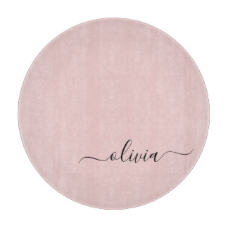 Blush Dusty Pink Modern Script Girl Monogram Name Schneidebrett