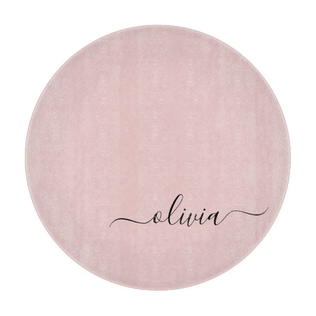 Blush Dusty Pink Modern Script Girl Monogram Name Schneidebrett (Vorderseite)