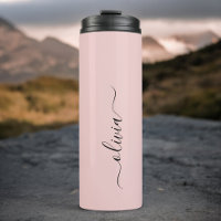 Blush Dusty Pink Modern Script Girl Monogram Name