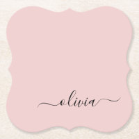 Blush Dusty Pink Modern Script Girl Monogram Name