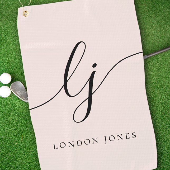 Blush Dusty Pink Moderne Script Monogram Name Girl Golfhandtuch (Von Creator hochgeladen)