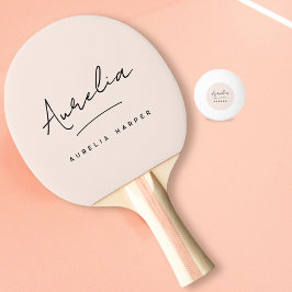 Blush Dusty Pink Moderne Script Monogram Signature Tischtennis Schläger