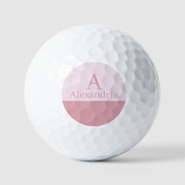 Blush Dusty Pink Monogram Initial Name Minimal Golfball (Vorderseite)