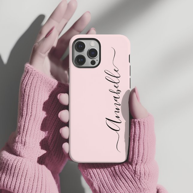 Blush Dusty Pink Personalisierter Name Case-Mate iPhone Hülle (Personalized pale pink script name phone case)
