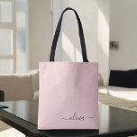 Blush Dusty Pink White Girl Script Monogram<br><div class="desc">Blush Dusty Pink Elegant Fügen Sie Ihren eigenen Namen Monogram Book Bag. Diese Büchertasche kann auf Ihren Vor- und Vornamen angepasst werden und als Geschenk für Weihnachten,  Geburtstag,  Brautparty oder Hochzeit.</div>
