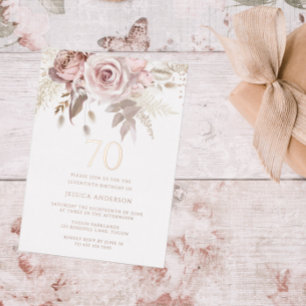 Blush & Dusty Rose 70. Geburtstagsfeier Rose Gold Folieneinladung