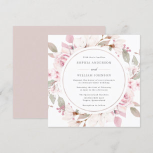 Blush Dusty Rose Blumenkraut Hochzeit Einladung