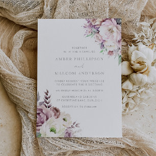 Blush Dusty Rose Elegante Hochzeit mit Flora Einladung