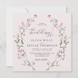 Blush Dusty Rose Wildblumen Garden Pink Wedding Einladung