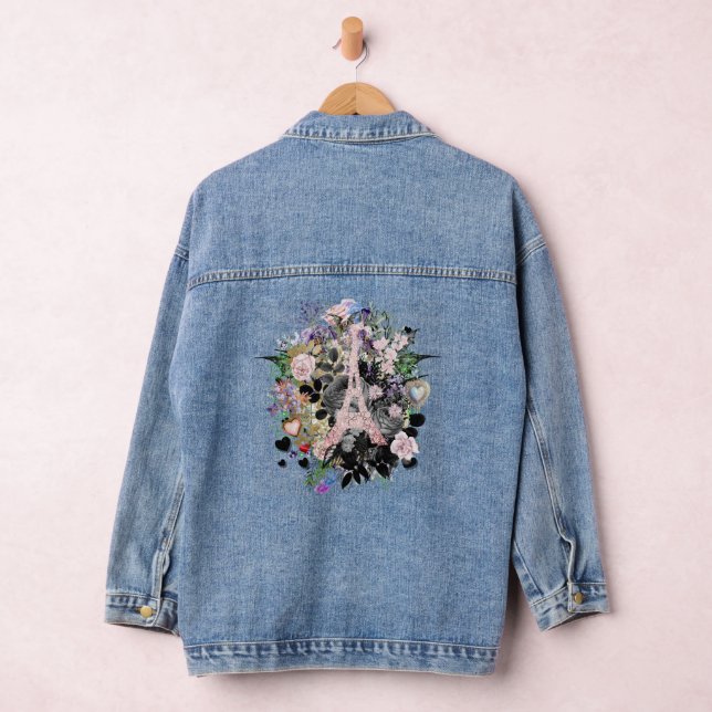 Blush Eiffel Tower Collage Denim Jacket Jeansjacke (Hangar)