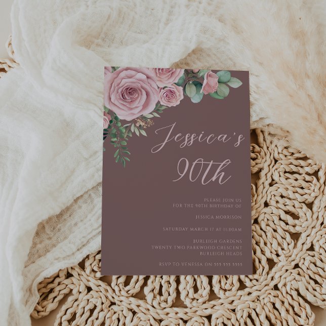 Blush Elegance 90. Geburtstagsparty Einladung (Von Creator hochgeladen)