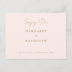 Blush Elegance Wedding Save the Date Ankündigungspostkarte